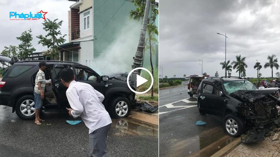 Kinh hoàng ô tô 7 chỗ lao thẳng cột đèn, nhiều người thương nặng