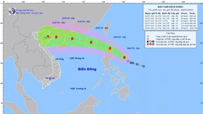 Bão Wipha sẽ di chuyển nhanh và đạt cường độ cấp 10 khi vào Biển Đông