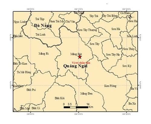 Quảng Ngãi rung lắc do 2 trận động đất 4,5 và 2,8 độ