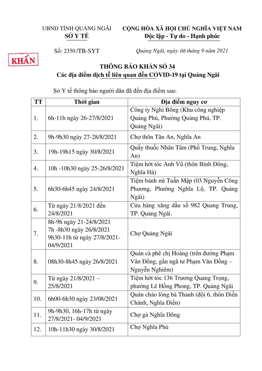 Thông báo khẩn số 34
