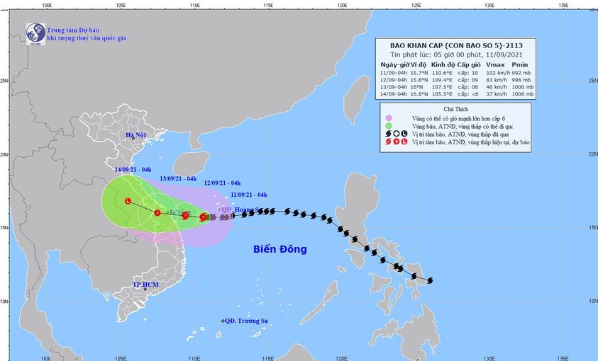 KHẨN CẤP: BÃO SỐ 5 GIẬT CẤP 12 CÁCH CÁCH BỜ BIỂN QUẢNG TRỊ-QUẢNG NAM KHOẢNG 230KM