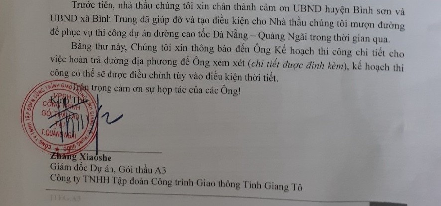 Cao tốc Đà Nẵng - Quảng Ngãi: Sau phản ánh của báo Người Đưa Tin, nhà thầu Giang Tô trình kế hoạch sửa 7 tuyến đường
