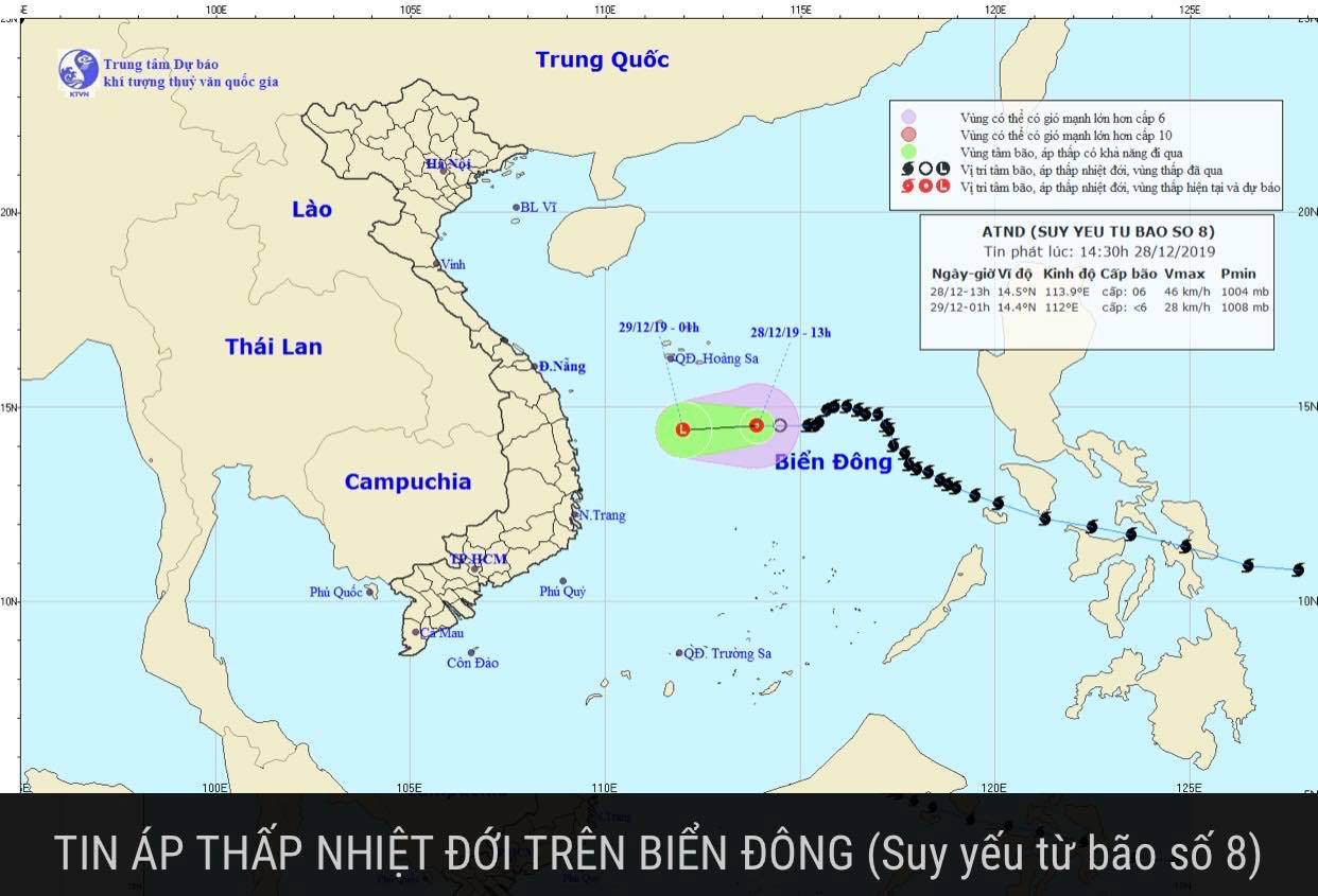 TIN ÁP THẤP NHIỆT ĐỚI TRÊN BIỂN ĐÔNG (Suy yếu từ bão số 8)