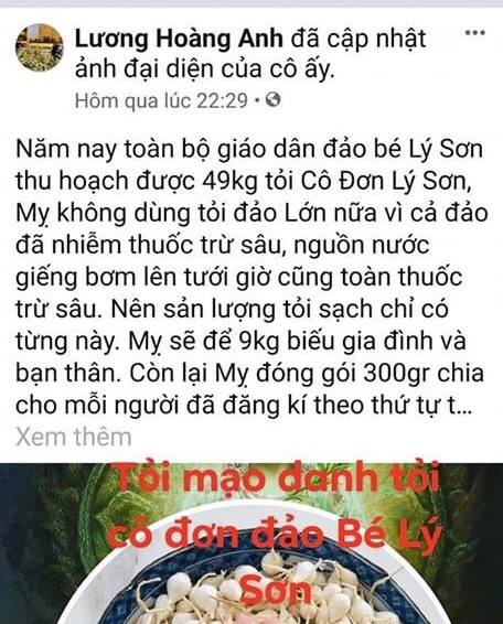 Quảng Ngãi: Fecabooker tung tin thất thiệt liên quan tỏi Lý Sơn