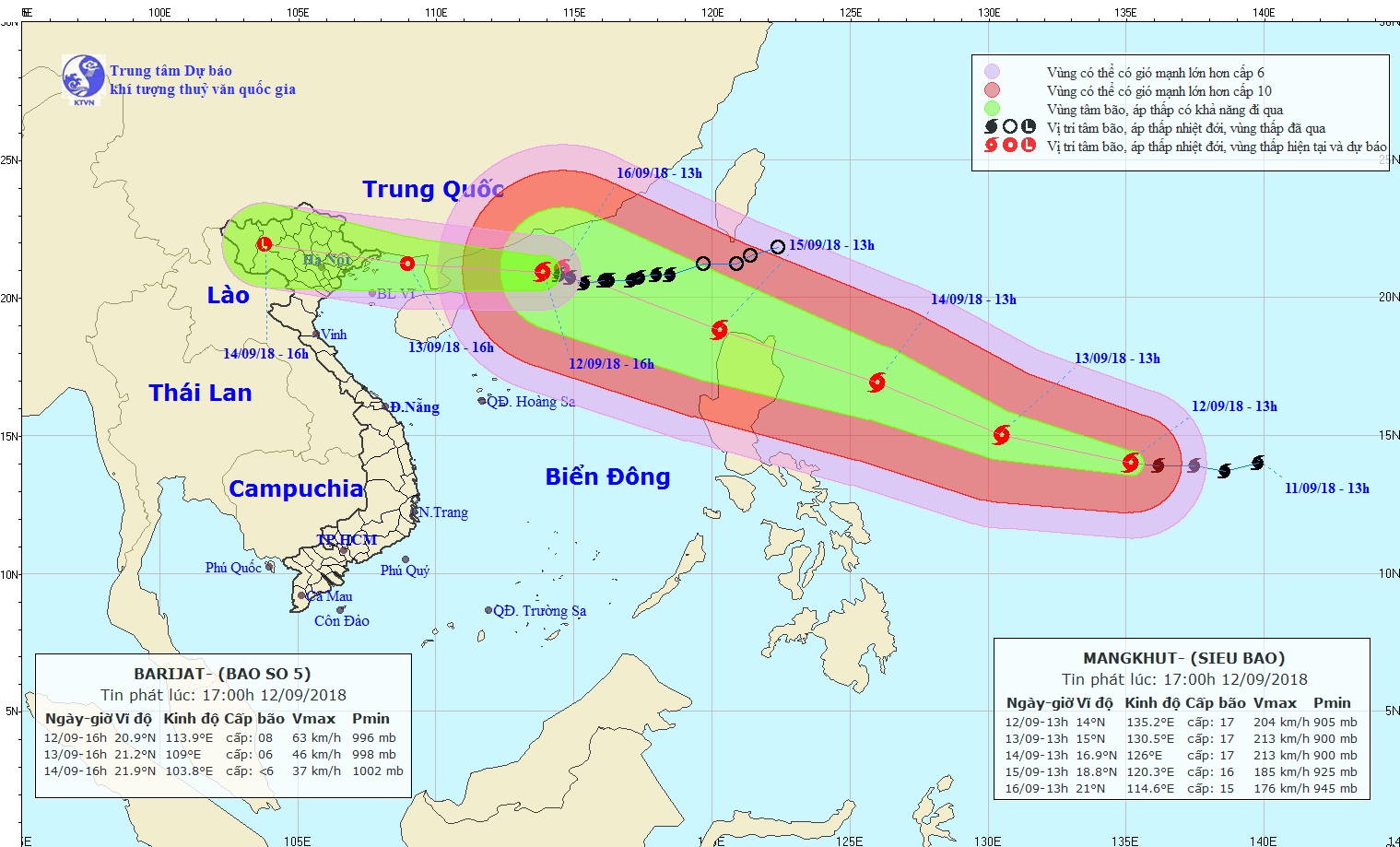 Siêu bão MANGKHUT mạnh cấp 17 hướng vào Bắc Biển Đông