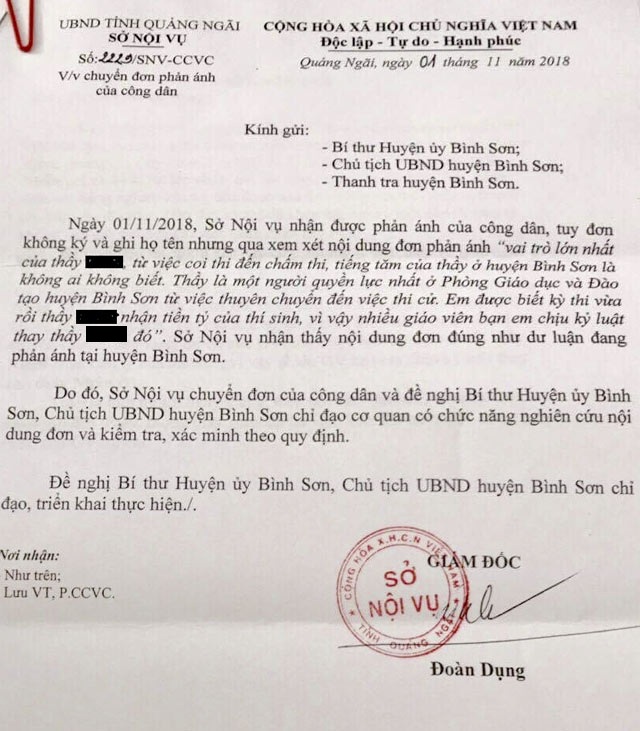 Lãnh đạo phòng GD huyện "rớt thành thủ khoa" bị tố nhận hối lộ