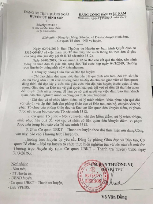 Xử lý kỷ luật theo đúng quy định, trả lại niềm tin cho giáo viên